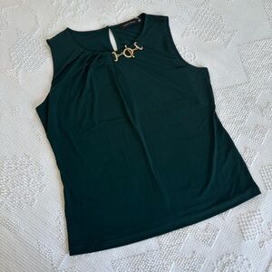 Ivanka Trump women’s size L green sleeveless tank blouse with gold latch detail